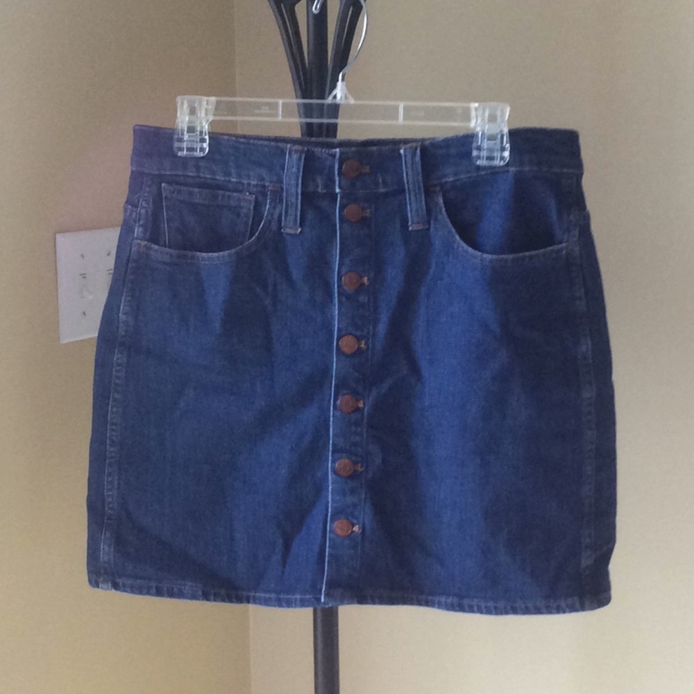 Madewell Stretch Denim Button Front Straight Mini Skirt Arroyo Wash- Size 29